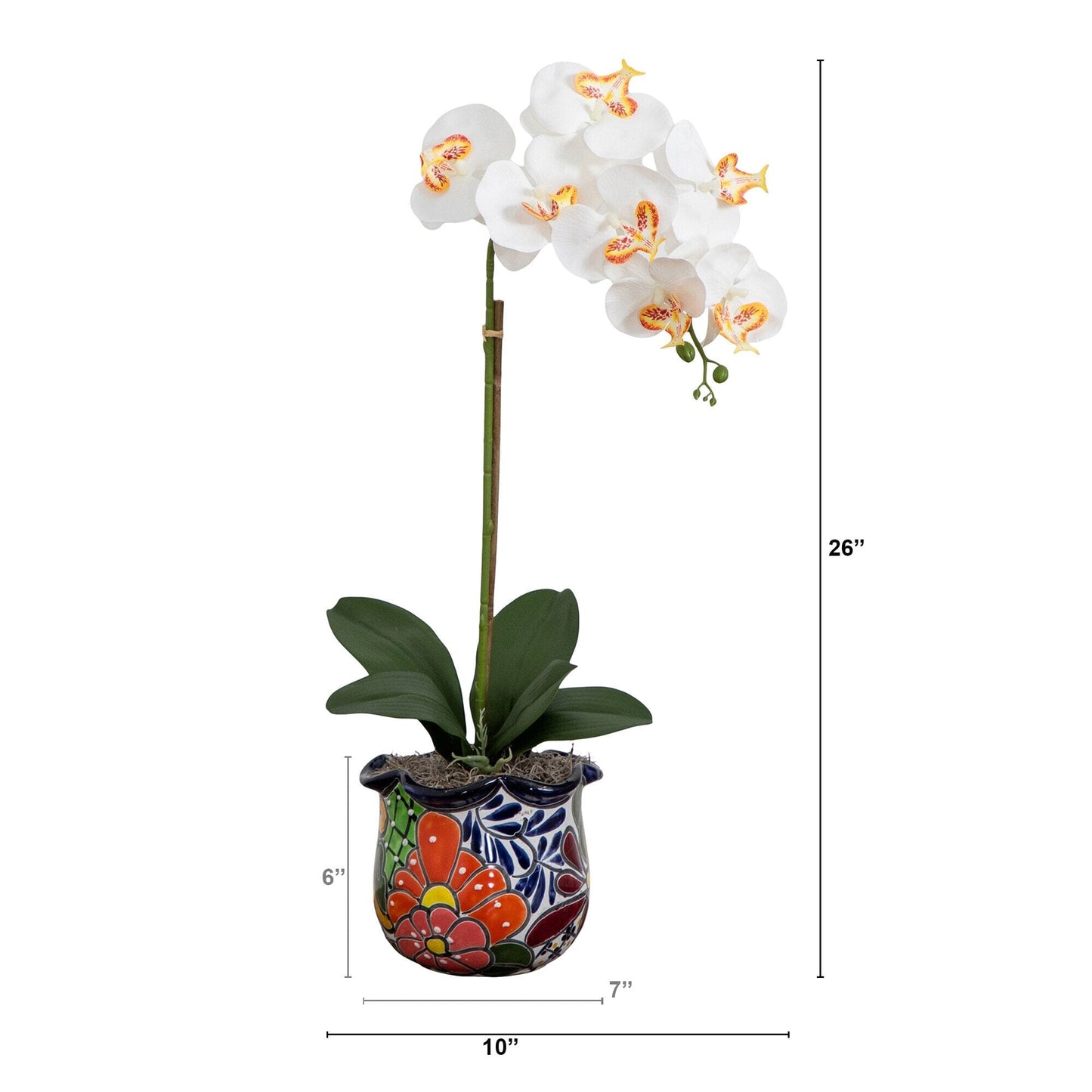 Artificial Orchid in a Handmade Talavera Planter