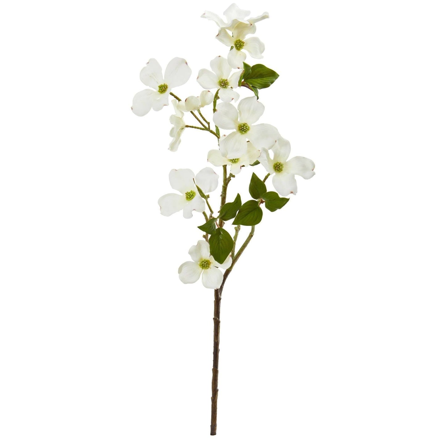 Dogwood artificial flower stem 26-inch, white petals with green centers Nearly Natural on Tampa Home & Garden Store