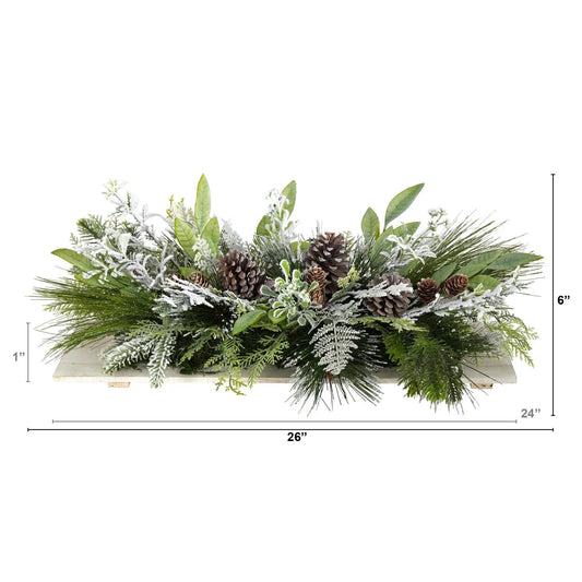 26β Holiday Flocked Winter Christmas Arrangement Cutting Board Wall DΓ©cor or Table Arrangement - Tampa Home & Garden Store
