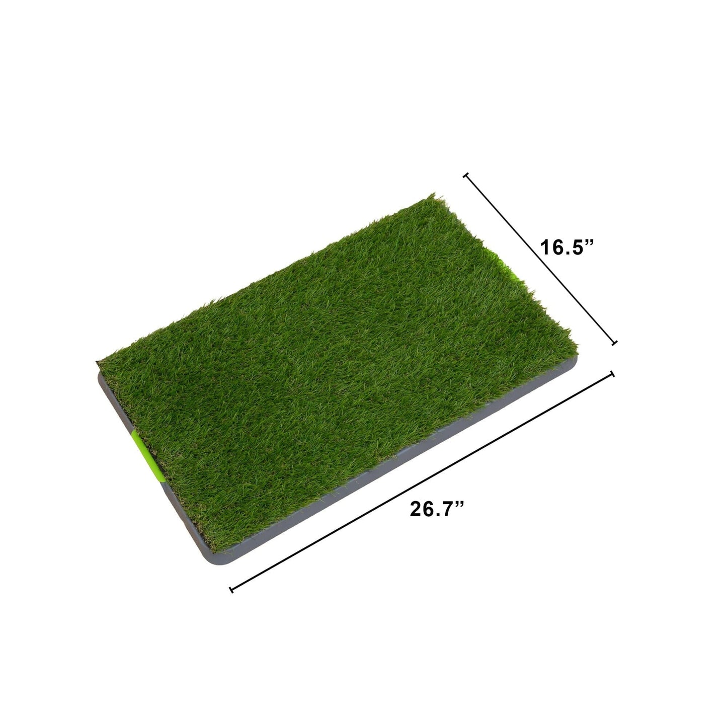 Artificial pet potty grass pad by Nearly Natural, UV-resistant turf on gray tray, 26.7 x 16.5 in on Tampa Home & Garden Store