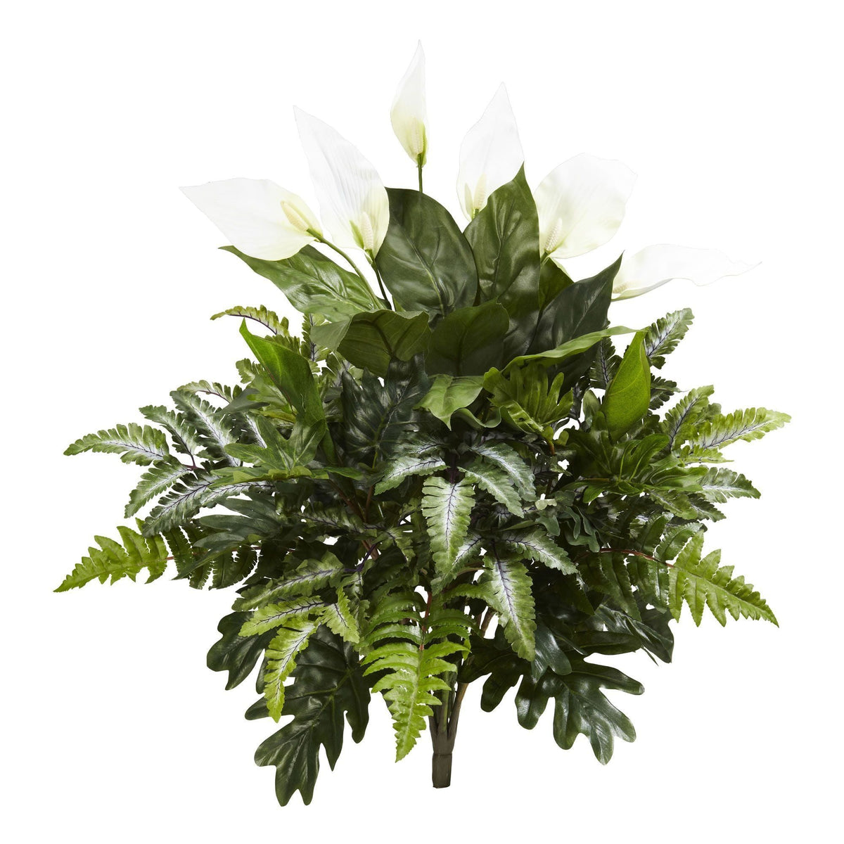 Nearly Natural 27” Mixed Spathiphyllum Artificial Plant 2-pack with white blooms and green leaves on Tampa Home & Garden Store