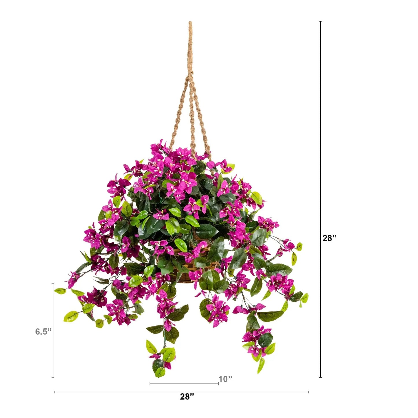 Bougainvillea hanging basket UV resistant artificial flowering plant magenta blooms on Tampa Home & Garden Store
