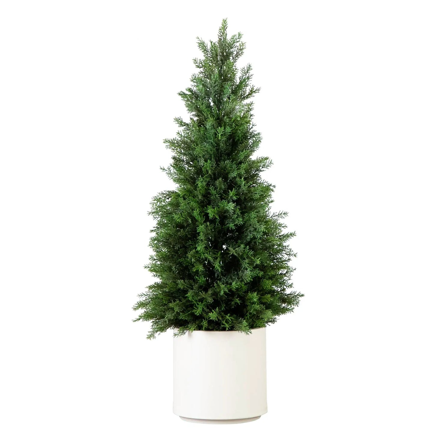 3’ Artificial Cedar Tree in White Planter UV Resistant (Indoor/Outdoor) - Tampa Home & Garden Store