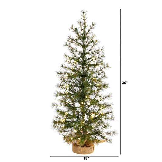 3 ft artificial Christmas tree with 50 LED lights in burlap base on Tampa Home & Garden Store