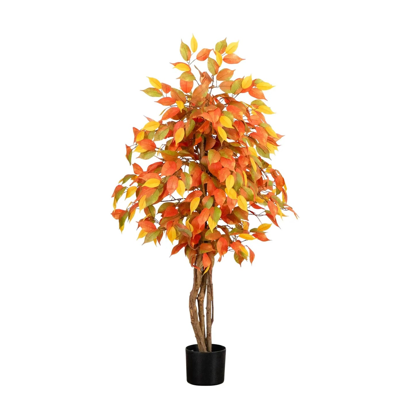 Autumn Ficus Artificial Fall Tree Nearly Natural in a black pot with orange yellow leaves on Tampa Home & Garden Store