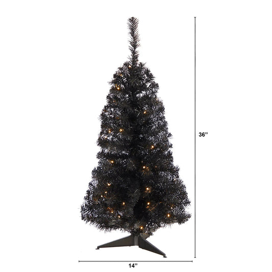 3 ft tall black artificial Christmas tree by Nearly Natural with 50 LEDs on Tampa Home & Garden Store