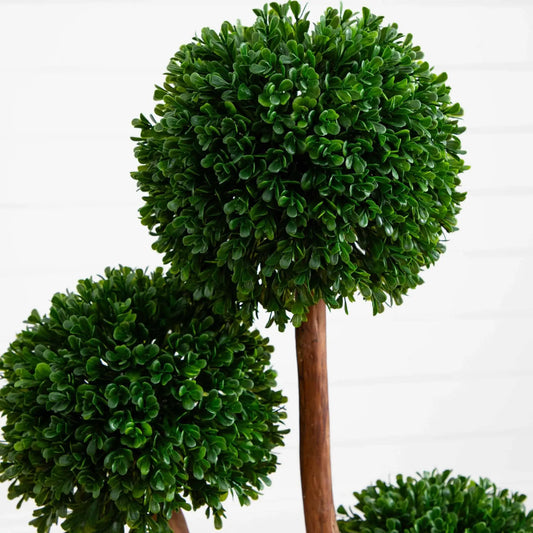 3 ft boxwood topiary set of three Nearly Natural UV resistant indoor outdoor with green faux leaves on Tampa Home & Garden Store