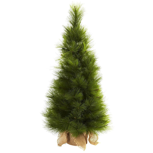 3 ft Christmas Tree in burlap bag with green needles by Nearly Natural on Tampa Home & Garden Store