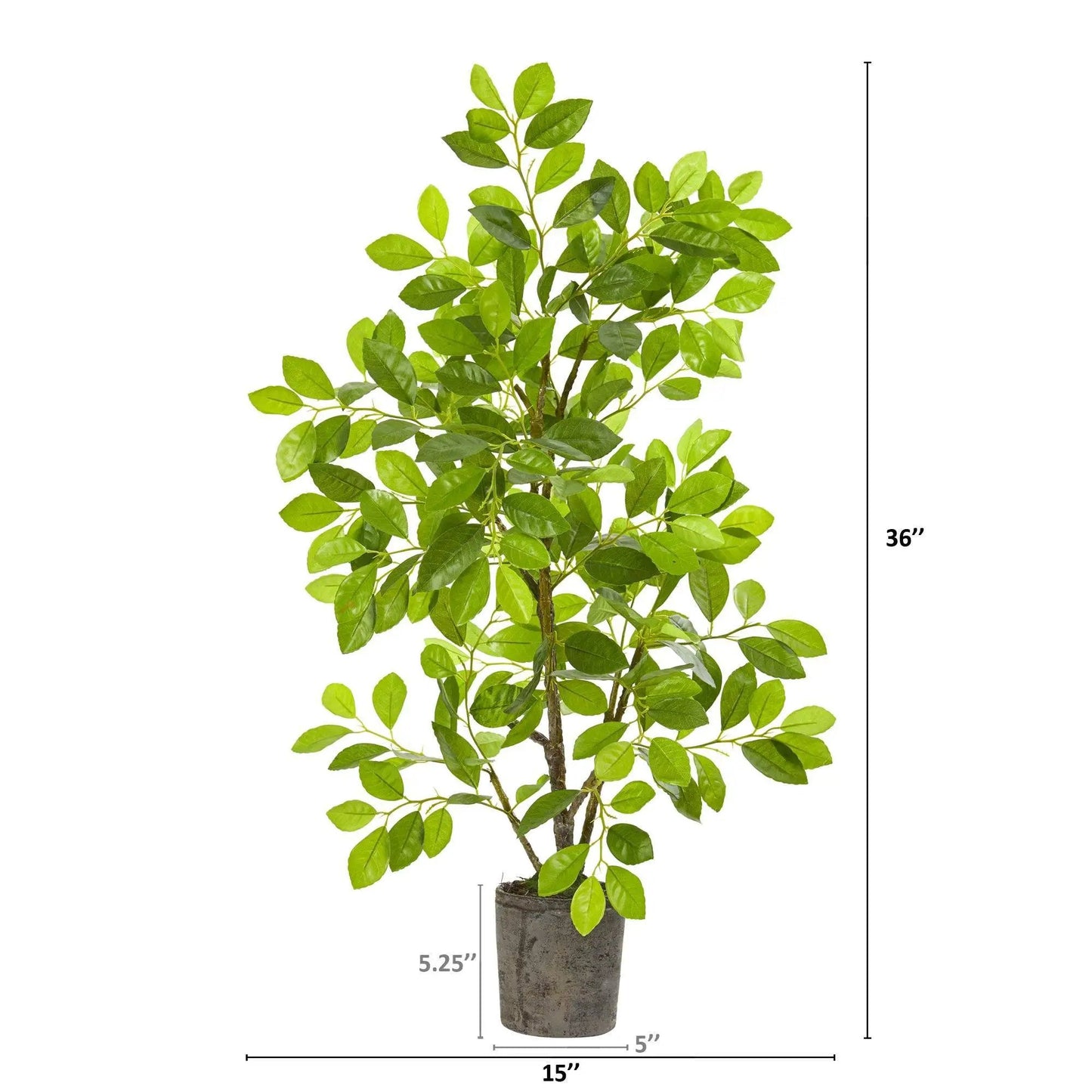 3 ft ficus artificial tree in a gray textured planter with lush green leaves on Tampa Home & Garden Store