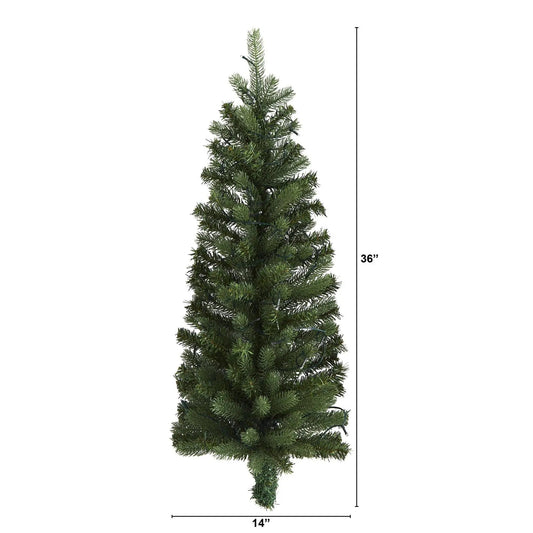 3' Flat Back Wall Hanging Artificial Christmas Tree with 35 Clear LED Lights - Tampa Home & Garden Store
