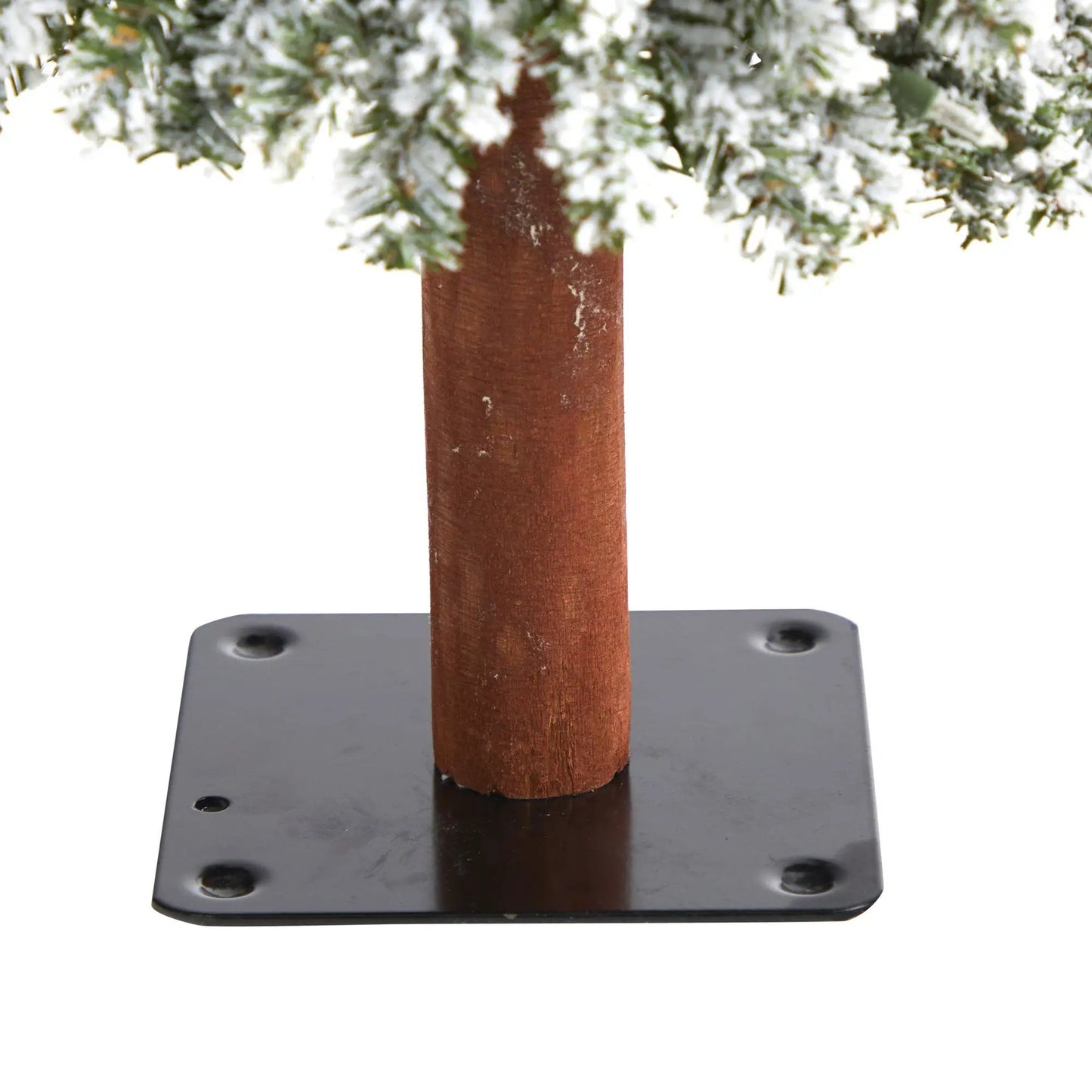 3 ft flocked Alpine Christmas Tree with 50 lights, brown trunk and gray square stand on Tampa Home & Garden Store