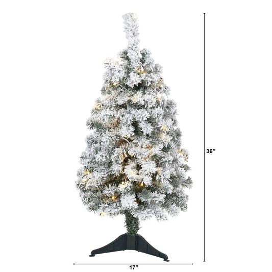 3' Flocked Rock Springs Spruce Artificial Christmas Tree with 50 Clear LED Lights - Tampa Home & Garden Store