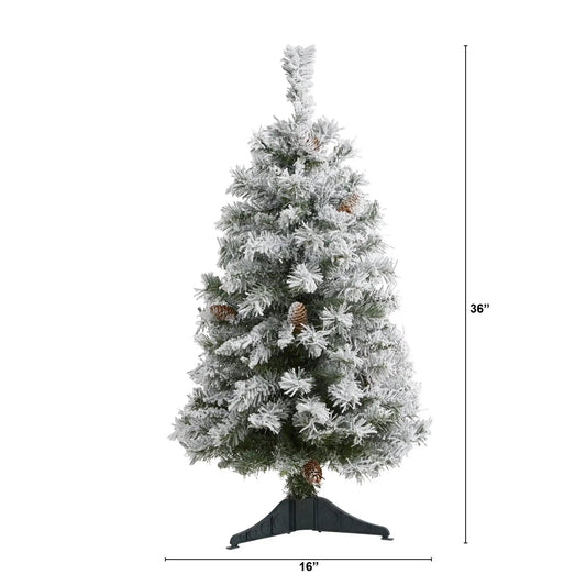 3' Flocked White River Mountain Pine Artificial Christmas Tree with Pinecones - Tampa Home & Garden Store