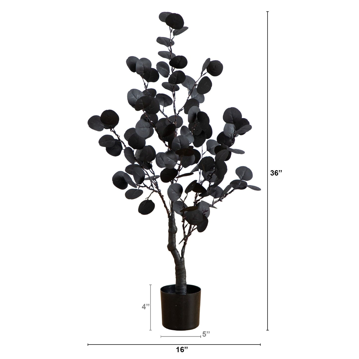 3' Nearly Natural pre-lit black eucalyptus tree with 80 orange & purple LEDs in a brown pot on Tampa Home & Garden Store