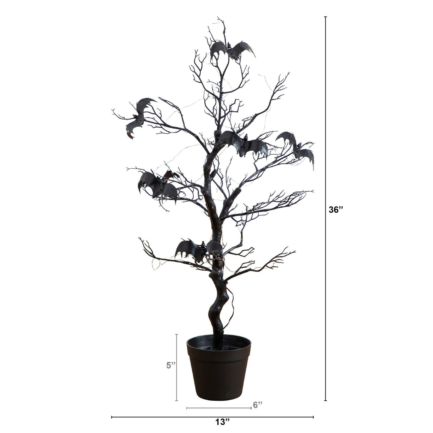 3 ft pre-lit Halloween black twig tree with bats and 100 orange & purple LEDs on Tampa Home & Garden Store