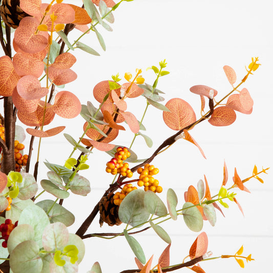 Tree Nearly Natural 3' Prelit Eucalyptus Artificial Fall Tree with Pinecones & Berries LED on Tampa Home & Garden Store