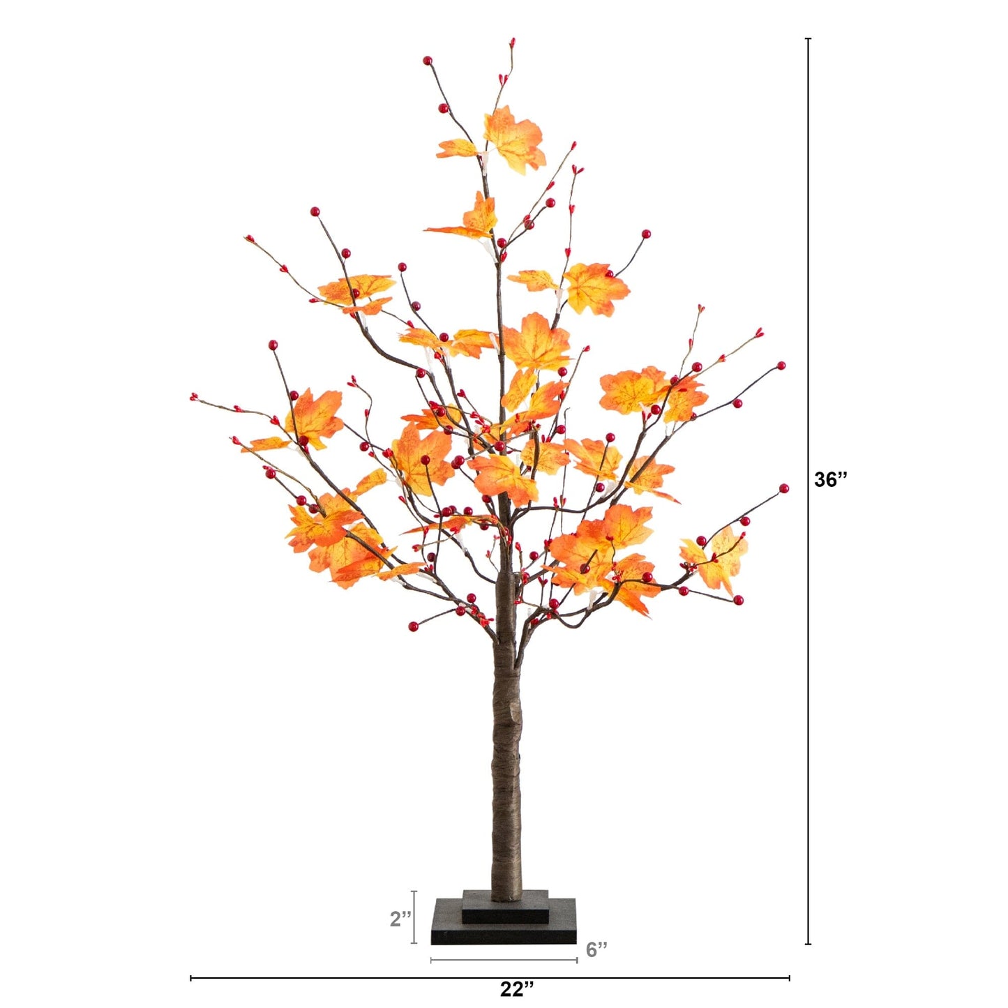 3 ft Pre-Lit Autumn Maple Tree with berries, 36 Warm White LEDs by Nearly Natural on Tampa Home & Garden Store