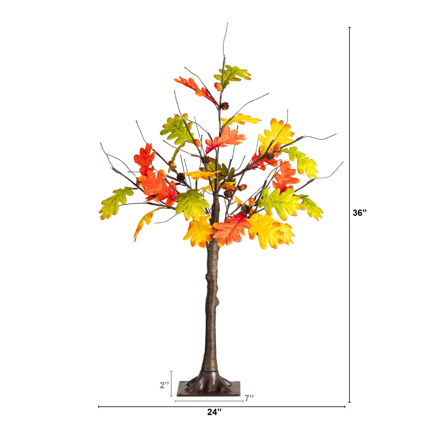 Nearly Natural 3 ft pre-lit autumn maple tree with pinecones and acorns, 36 LEDs on Tampa Home & Garden Store