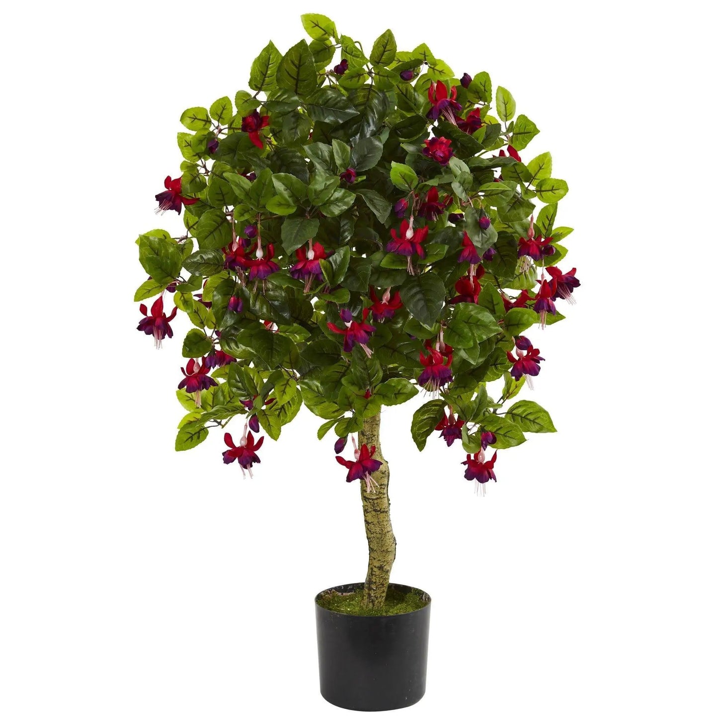 Nearly Natural 3 ft fuchsia artificial tree with bright blooms in a black planter on Tampa Home & Garden Store