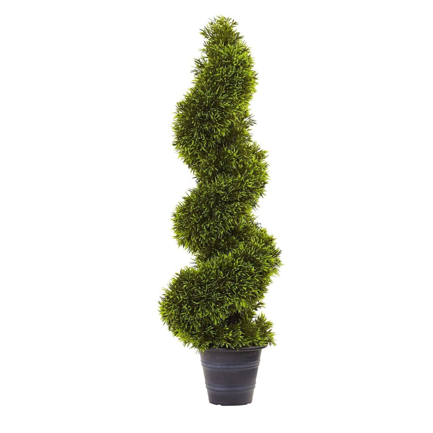 Topiario espiral de césped de 3 pies con jardinera decorativa