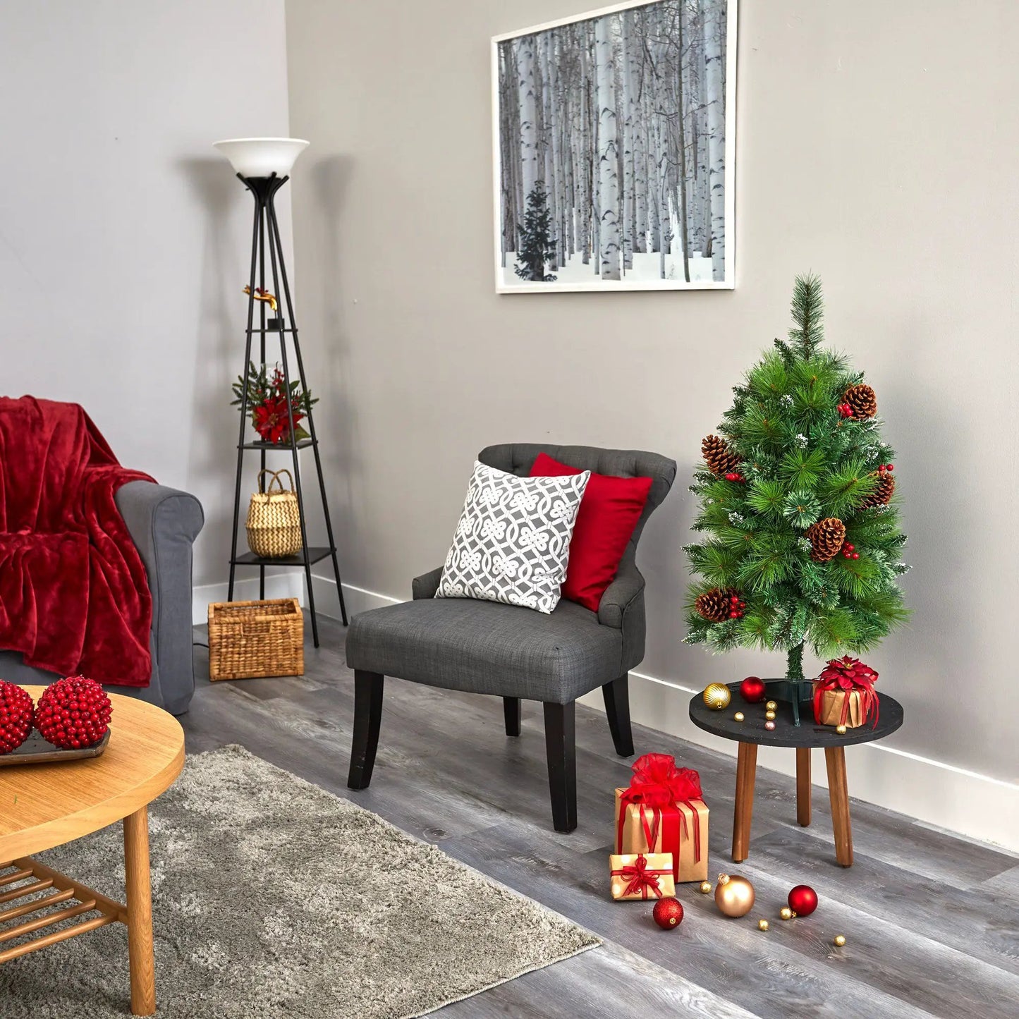 3 ft Montana Mixed Pine Christmas Tree with LED lights, green foliage and pinecones on Tampa Home & Garden Store
