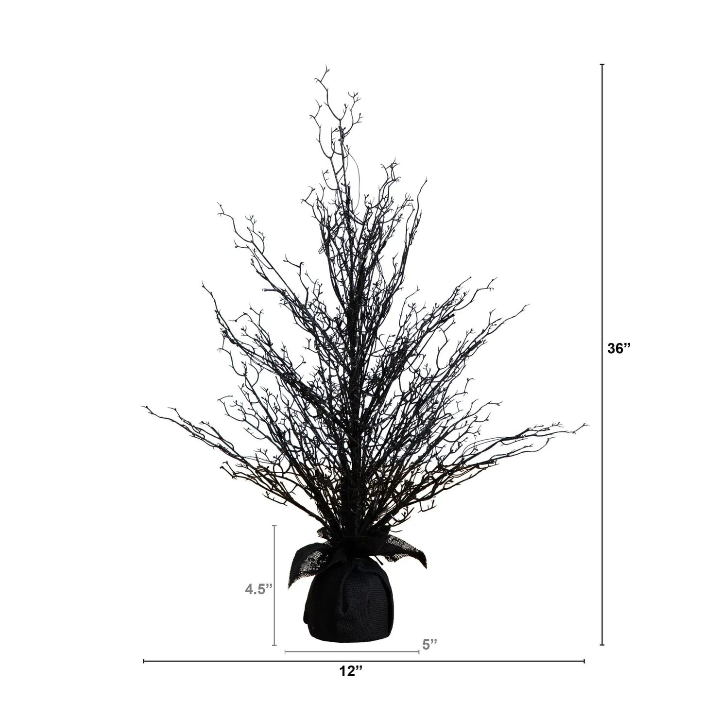 3’ Pre-Lit Halloween Black Twig Artificial Fall Tree in Burlap Planter with 42 Warm White LED Lights - Tampa Home & Garden Store