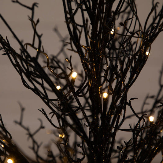 Nearly Natural Halloween Black Twig Tree in Burlap Planter, pre-lit with warm LEDs on Tampa Home & Garden Store
