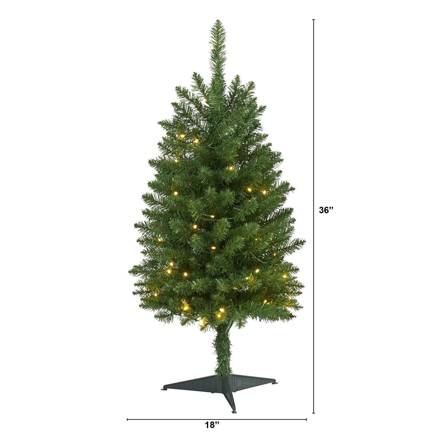 Slim Green Mountain Pine Christmas Tree by Nearly Natural with 50 LED Lights, 36in tall on Tampa Home & Garden Store