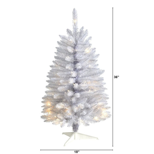 Slim White Artificial Christmas Tree Bendable by Nearly Natural, 36in tall with lights on Tampa Home & Garden Store