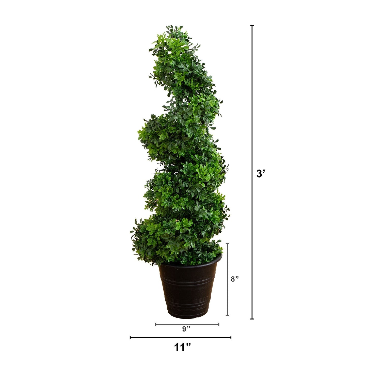 3 ft UV-resistant boxwood spiral topiary in decorative planter Nearly Natural green foliage on Tampa Home & Garden Store