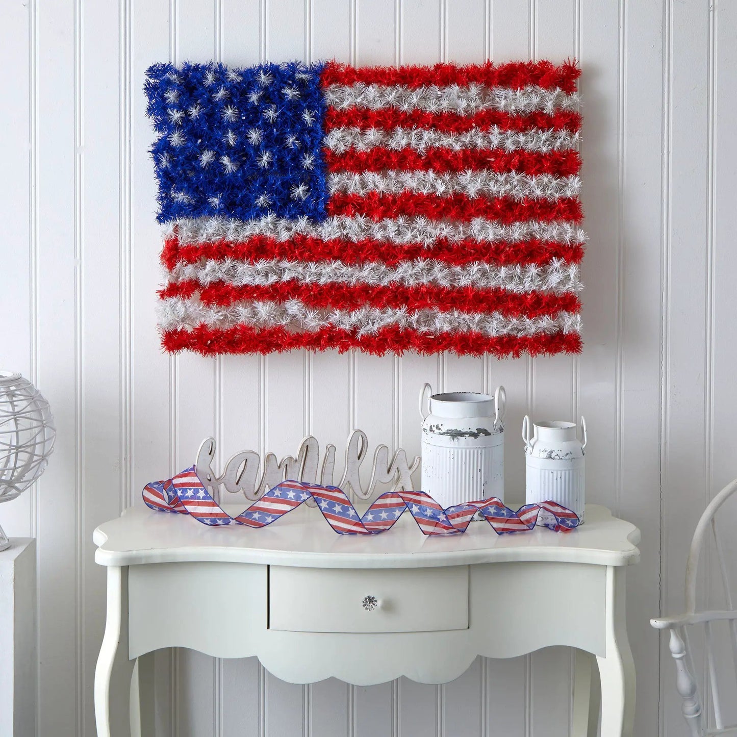 American flag wall panel with 100 warm LED lights 3x2 ft Nearly Natural decor on Tampa Home & Garden Store