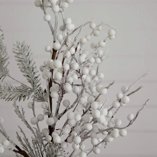 Set of 3 30-inch artificial flocked berry stems with white berries by Nearly Natural on Tampa Home & Garden Store