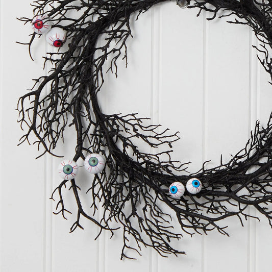 30" Halloween Gazing Eyeballs Twig Wreath - Tampa Home & Garden Store