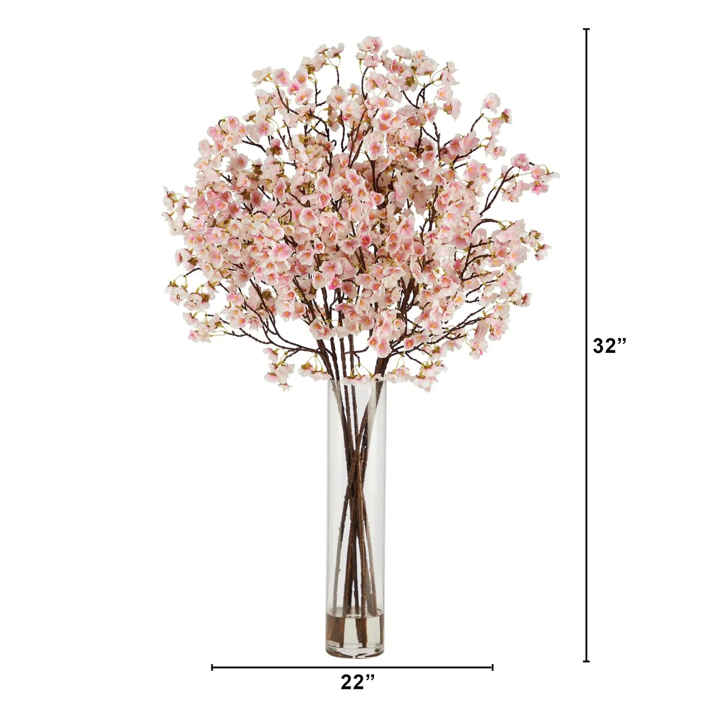 Cherry Blossom Arrangement in Glass Vase, 32-inch pink blossoms, Nearly Natural artificial blooms on Tampa Home & Garden Store