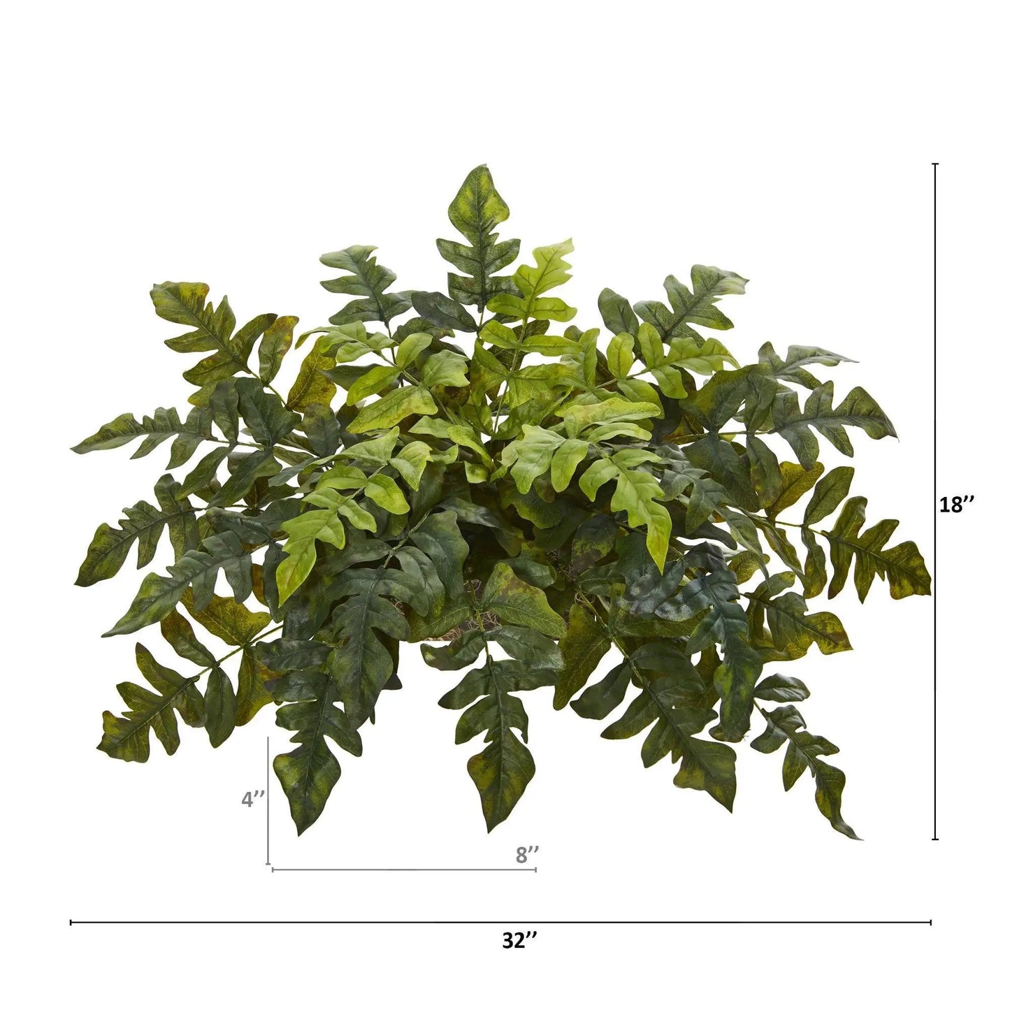 32 Inch Holly Fern Silk Ledge Plant by Nearly Natural, green artificial foliage on Tampa Home & Garden Store