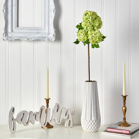 Snowball Hydrangea artificial stem set of 2 with pale lime-green blooms Nearly Natural on Tampa Home & Garden Store
