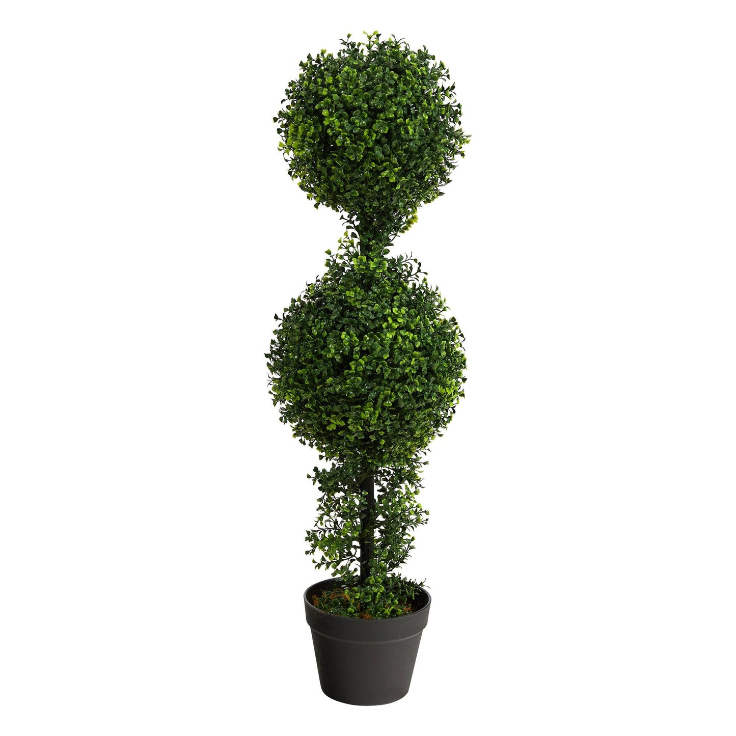 34 Boxwood Double Ball Topiary artificial tree in a black planter Nearly Natural indoor outdoor on Tampa Home & Garden Store