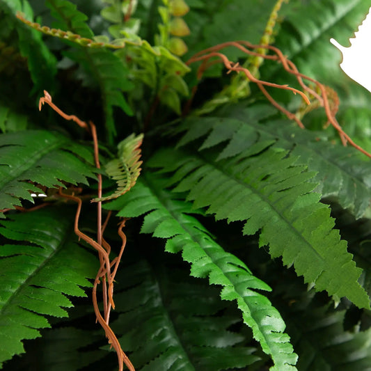 35” Artificial Boston Fern in Brass Metal Planter with Stand - Tampa Home & Garden Store
