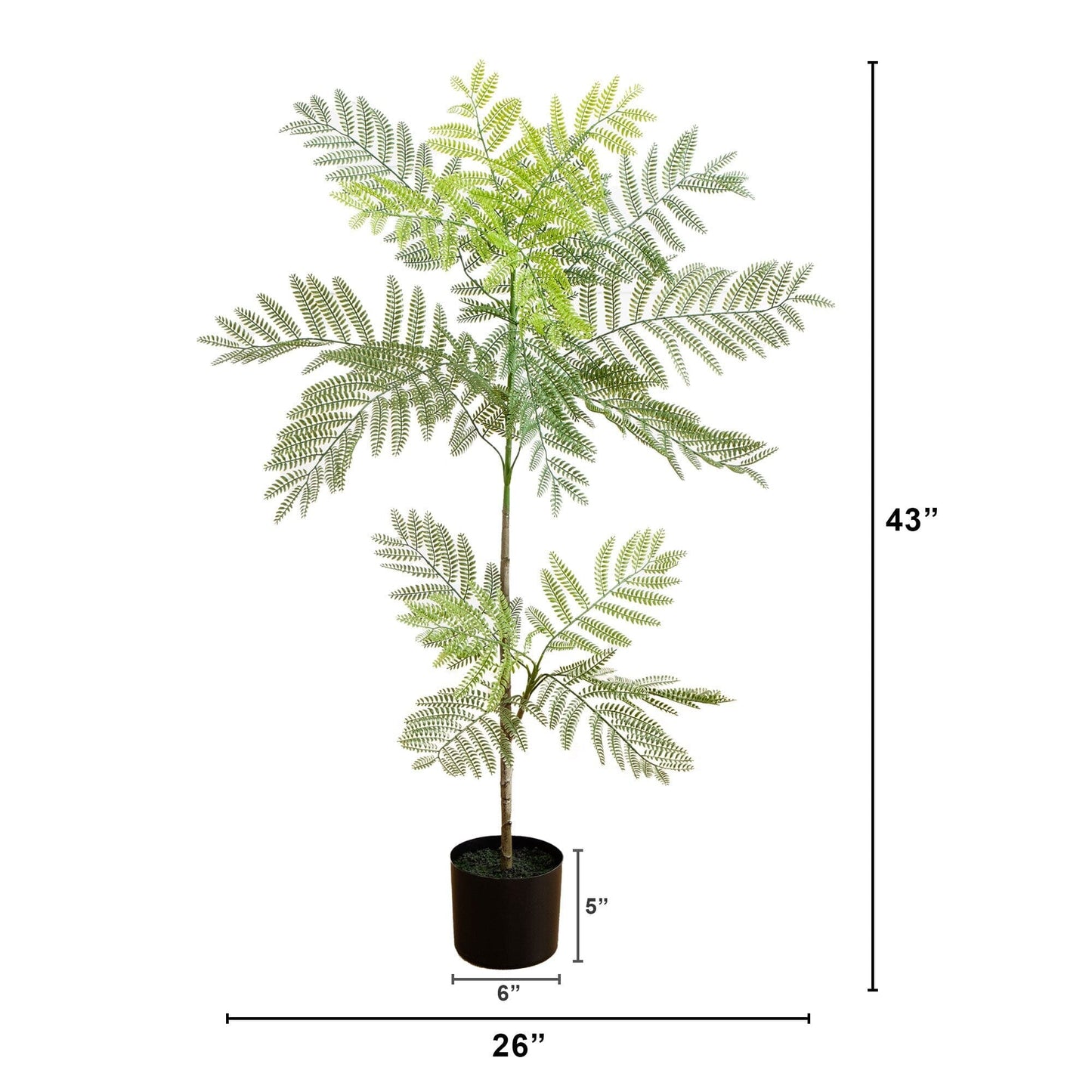 3.5' Jacaranda Tree by Nearly Natural in a brown pot with lush green artificial foliage on Tampa Home & Garden Store