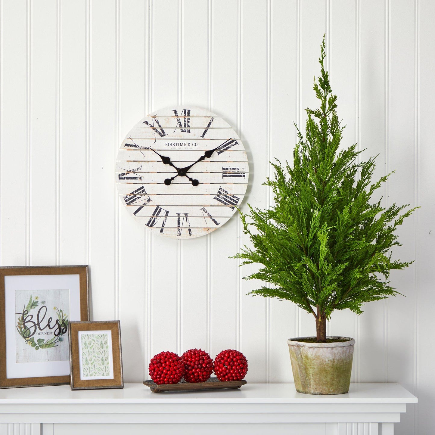 Árbol artificial de pino cedro de 1 m con aspecto natural en maceta decorativa