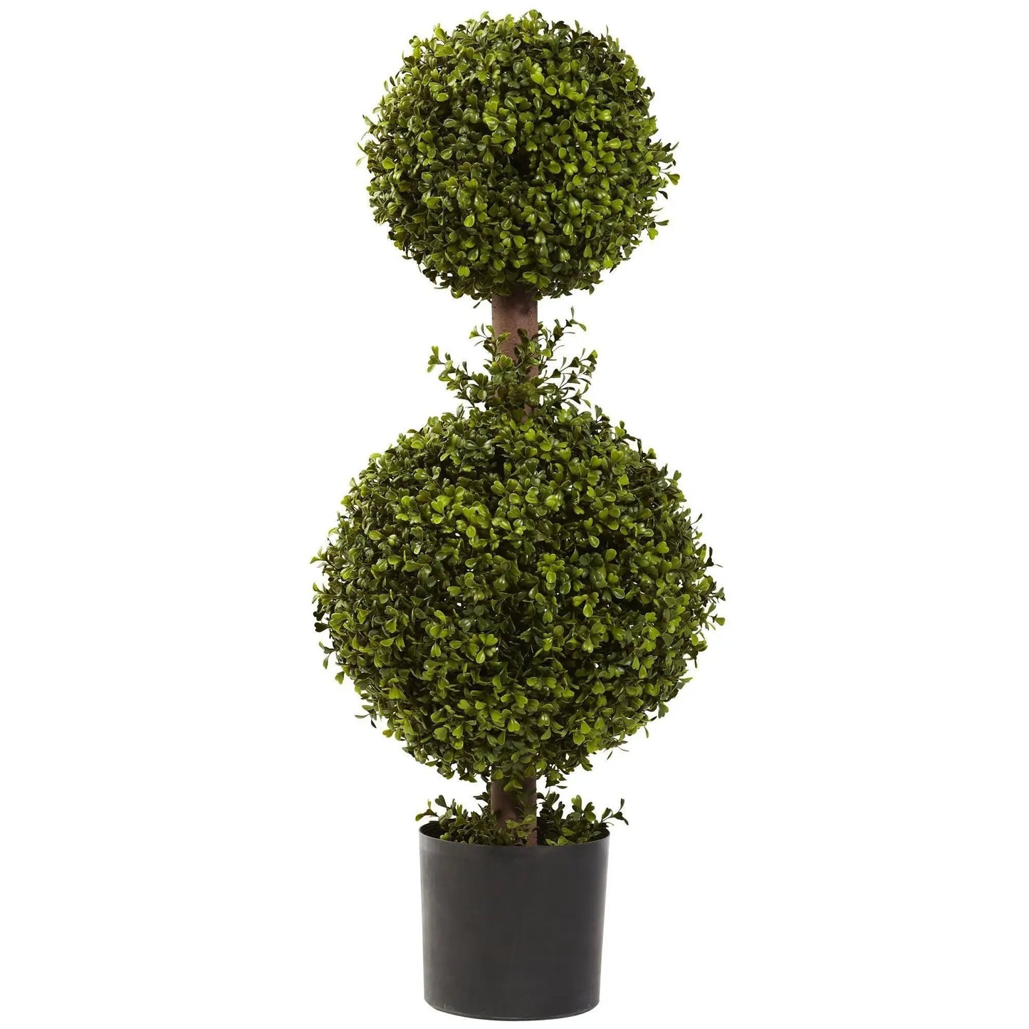 Double Boxwood Topiary Classic Ball Form Nearly Natural green leaves in black pot on Tampa Home & Garden Store