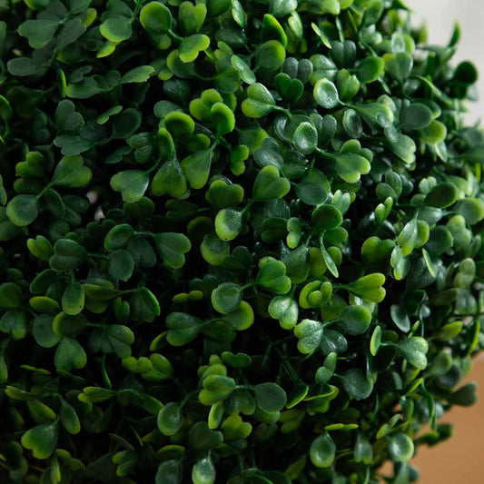 Double Boxwood Topiary Classic Ball Form by Nearly Natural; artificial boxwood leaves close-up on Tampa Home & Garden Store