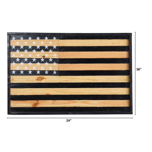 36 inch hand painted wooden American flag wall decor with black frame and striped wood on Tampa Home & Garden Store