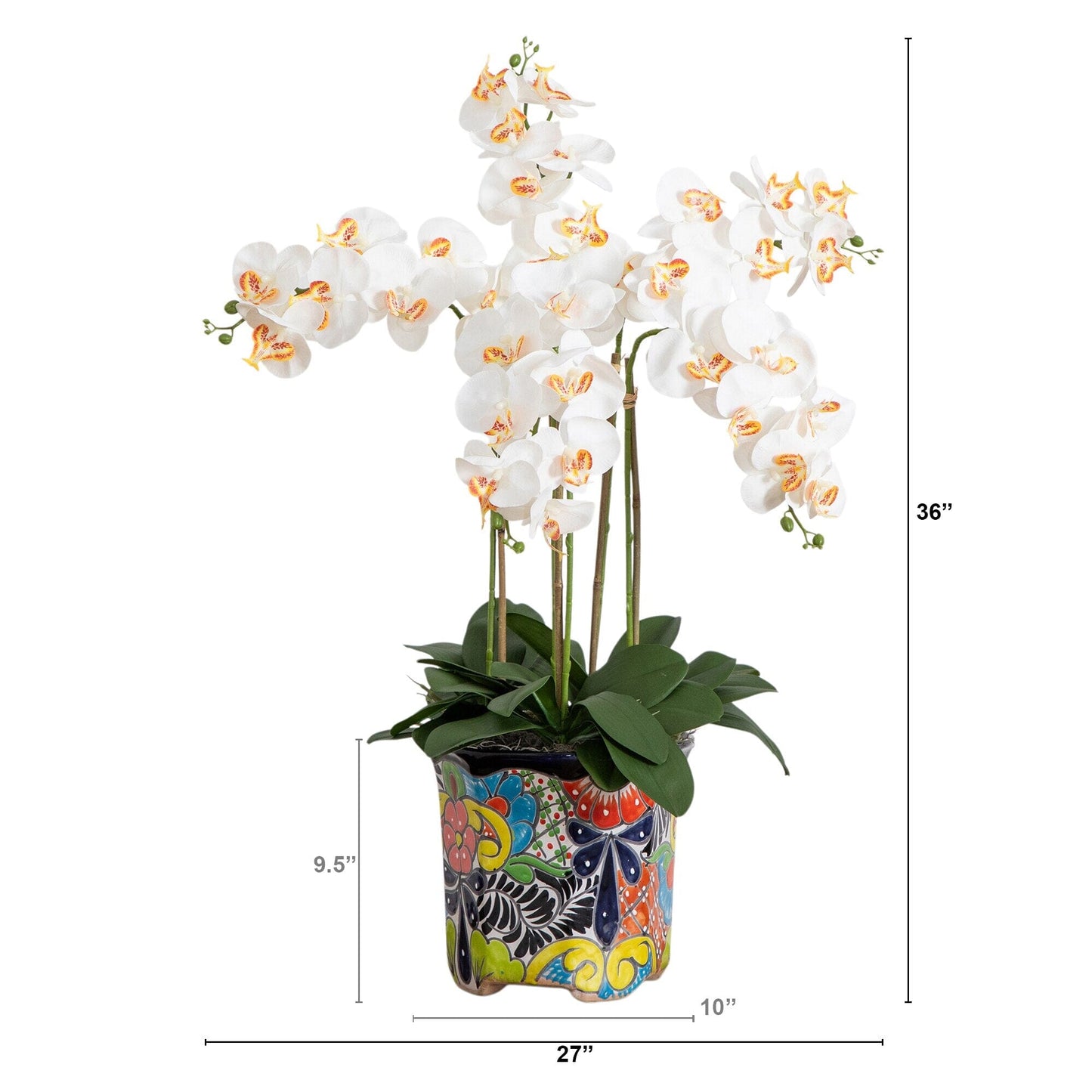 Artificial orchid arrangement 36in tall in Talavera ceramic planter by Nearly Natural on Tampa Home & Garden Store