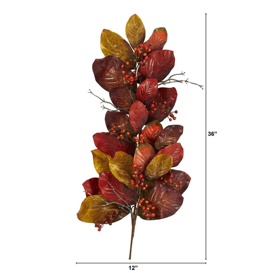 Autumn Magnolia Teardrop with Berries, Nearly Natural, 36in artificial foliage on Tampa Home & Garden Store