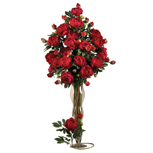 38.5" Peony w/Leaves Stem (Set of 12)" - Tampa Home & Garden Store
