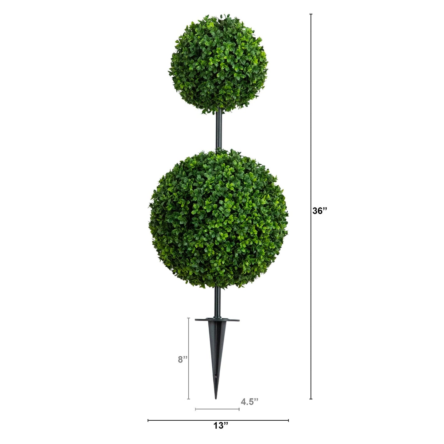 3' UV resistant artificial boxwood topiary on an integrated ground stake by Nearly Natural for indoor outdoor use on Tampa Home & Garden Store