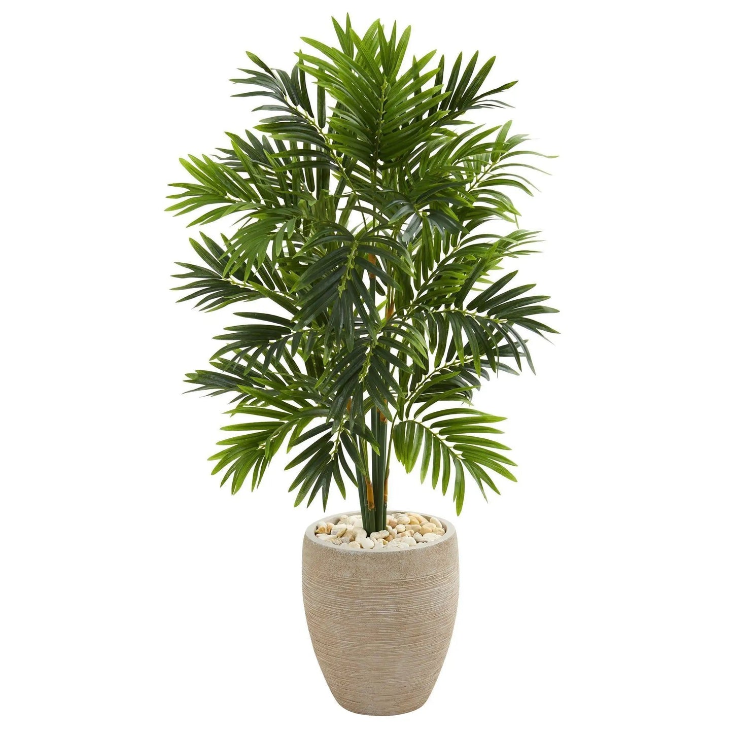 Nearly Natural 4 ft Areca Palm Tree in sand-colored planter with white pebbles on Tampa Home & Garden Store