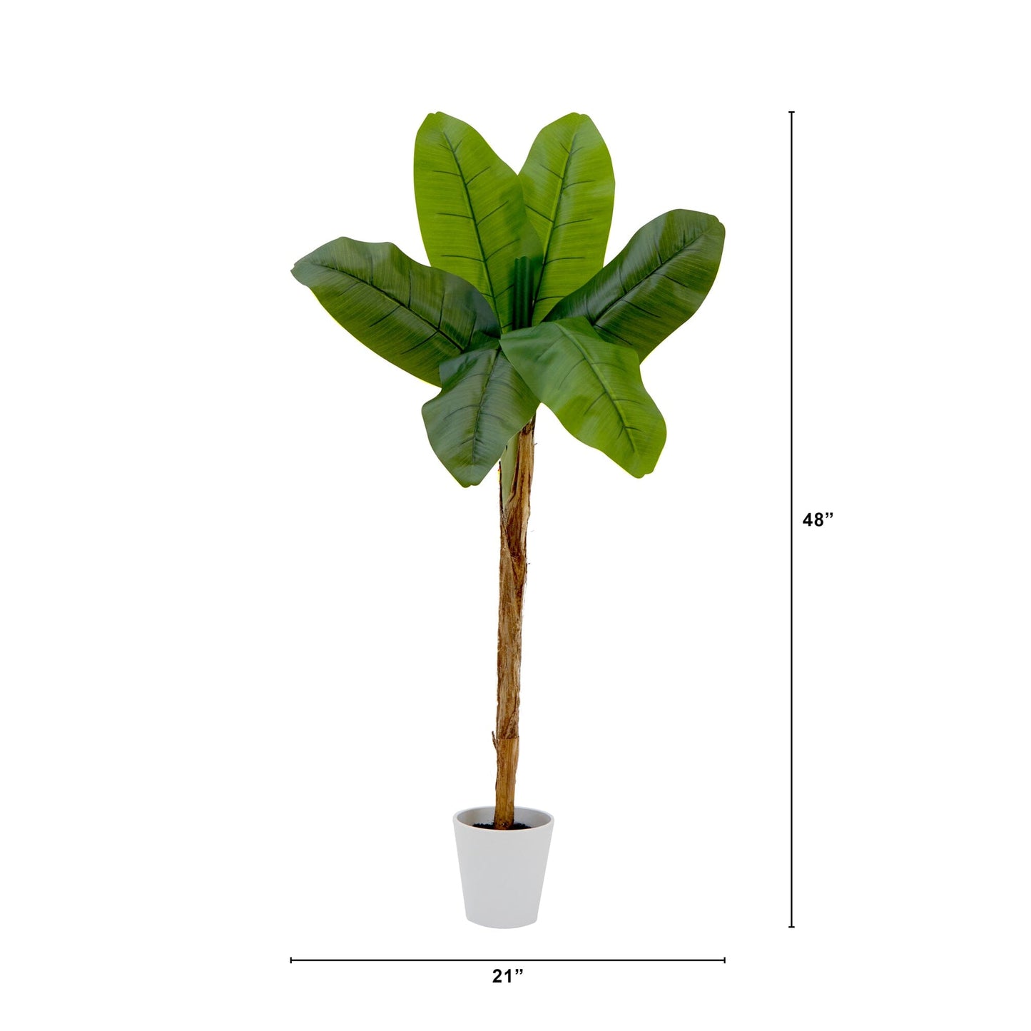 Artificial Banana Tree in Decorative Planter by Nearly Natural, lush green banana leaves, 48in tall on Tampa Home & Garden Store