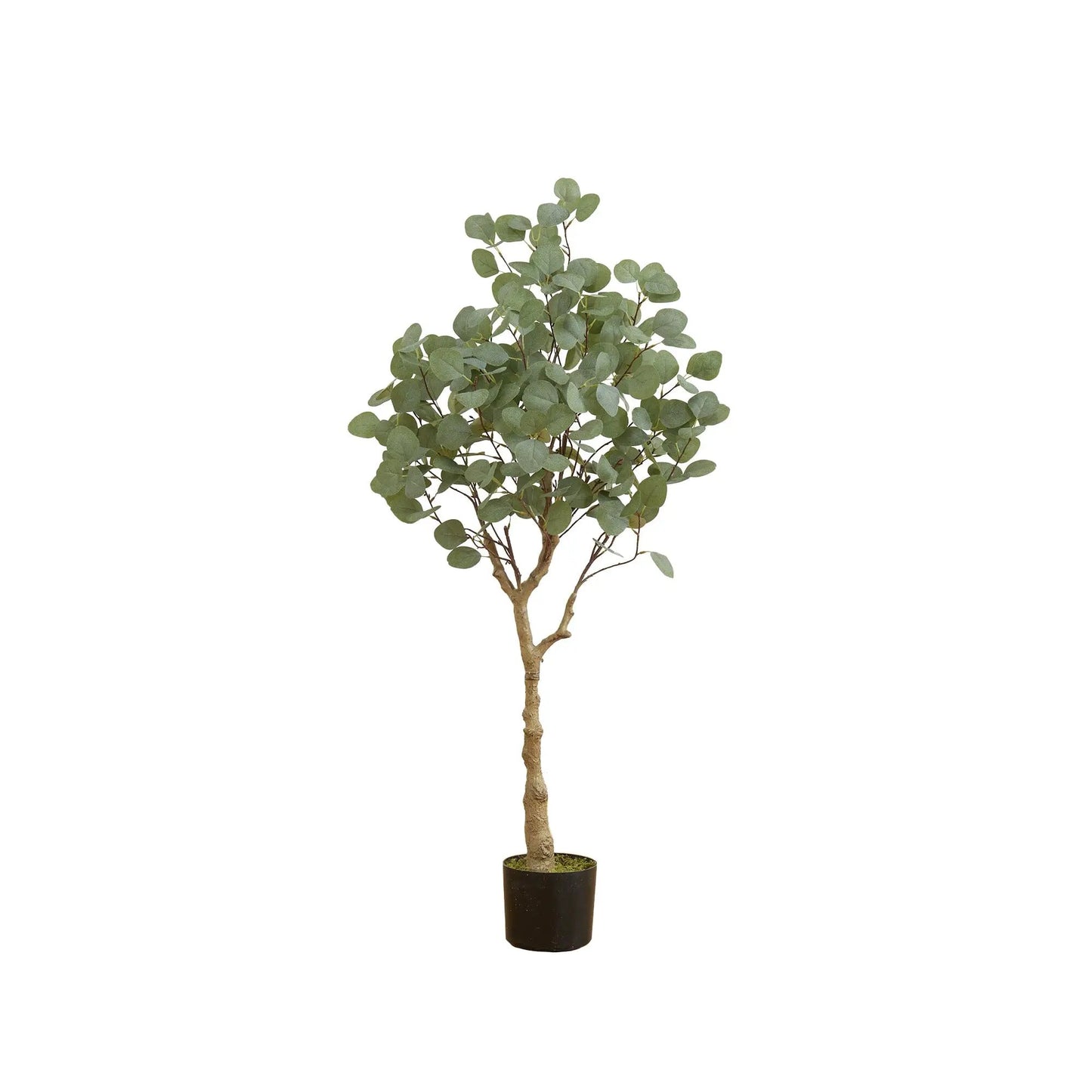 4ft artificial eucalyptus tree with green leaves in black pot Nearly Natural brand on Tampa Home & Garden Store